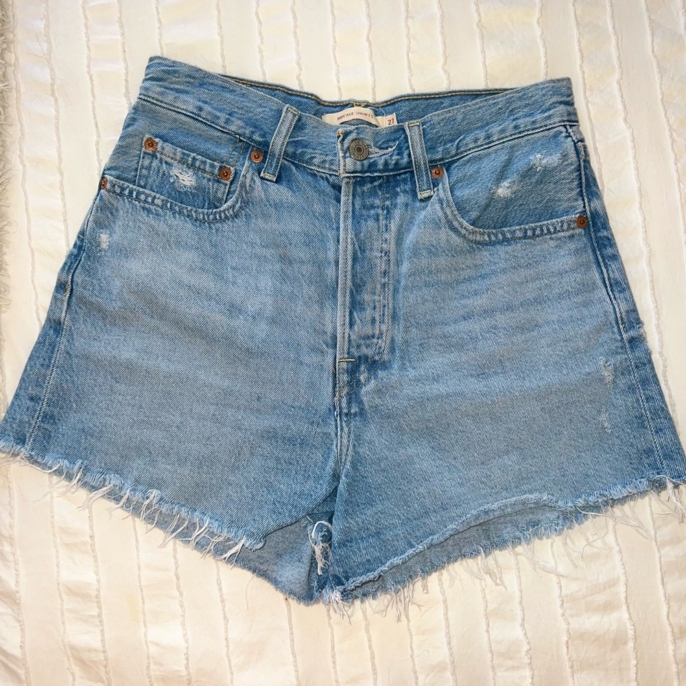 Levi's Light Blue High-Rise Denim Shorts
